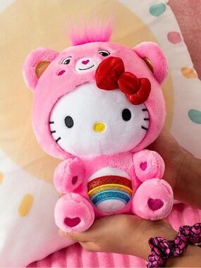 Care Bears Hello Kitty Dressed As Cheer Bear 8"